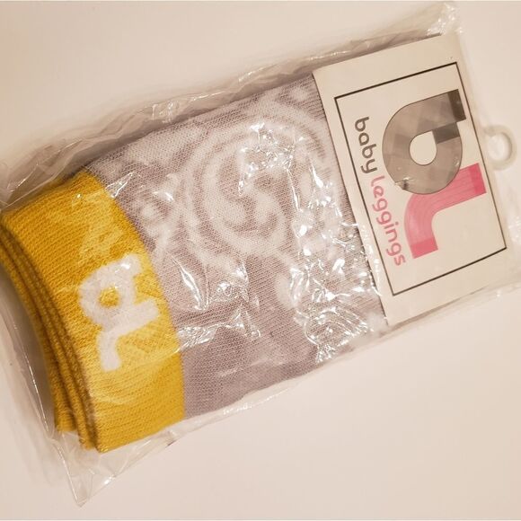 NWT BL Baby Leggings | Cyrus | Gray Scroll wYellow - Picture 2 of 4